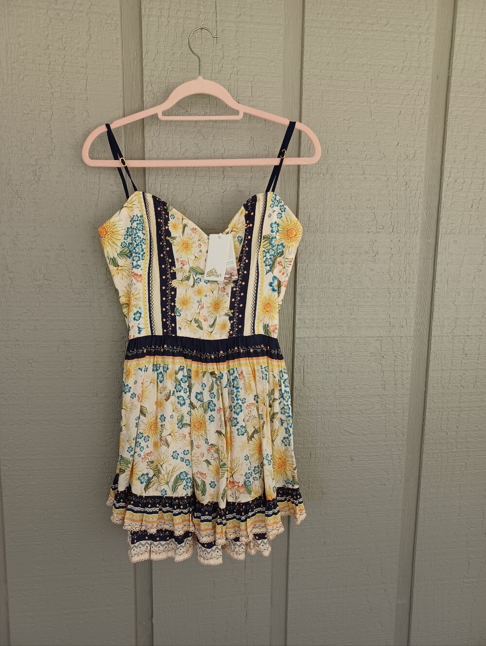 Agua Bendita Isadora Mini Dress Size L Women Feminine Floral Pockets Viscose